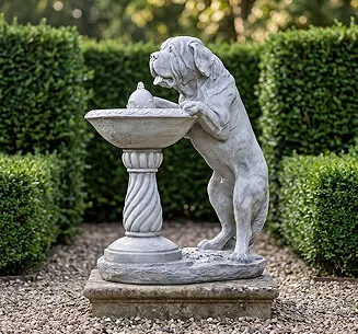 Dog fountain - Quenching a Big Thirst Saint Bernard sculptural garden fountain