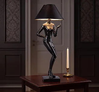 Sculptural table lamp - Mademoiselle Haute Couture fashion figure lamp