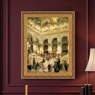 Framed canvas replica painting - Le Couloir de l'Opera museum art reproduction in ornate gold frame