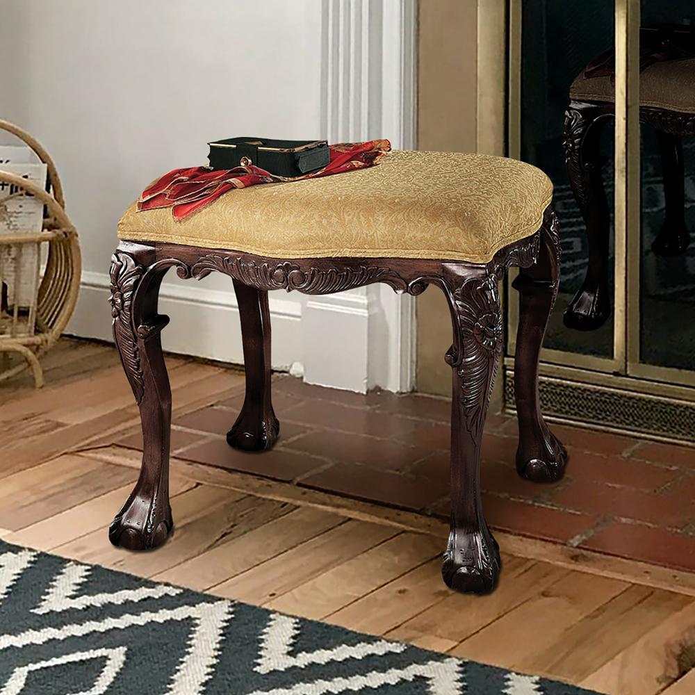 French Baroque Honey Upholstered Bench: Medium