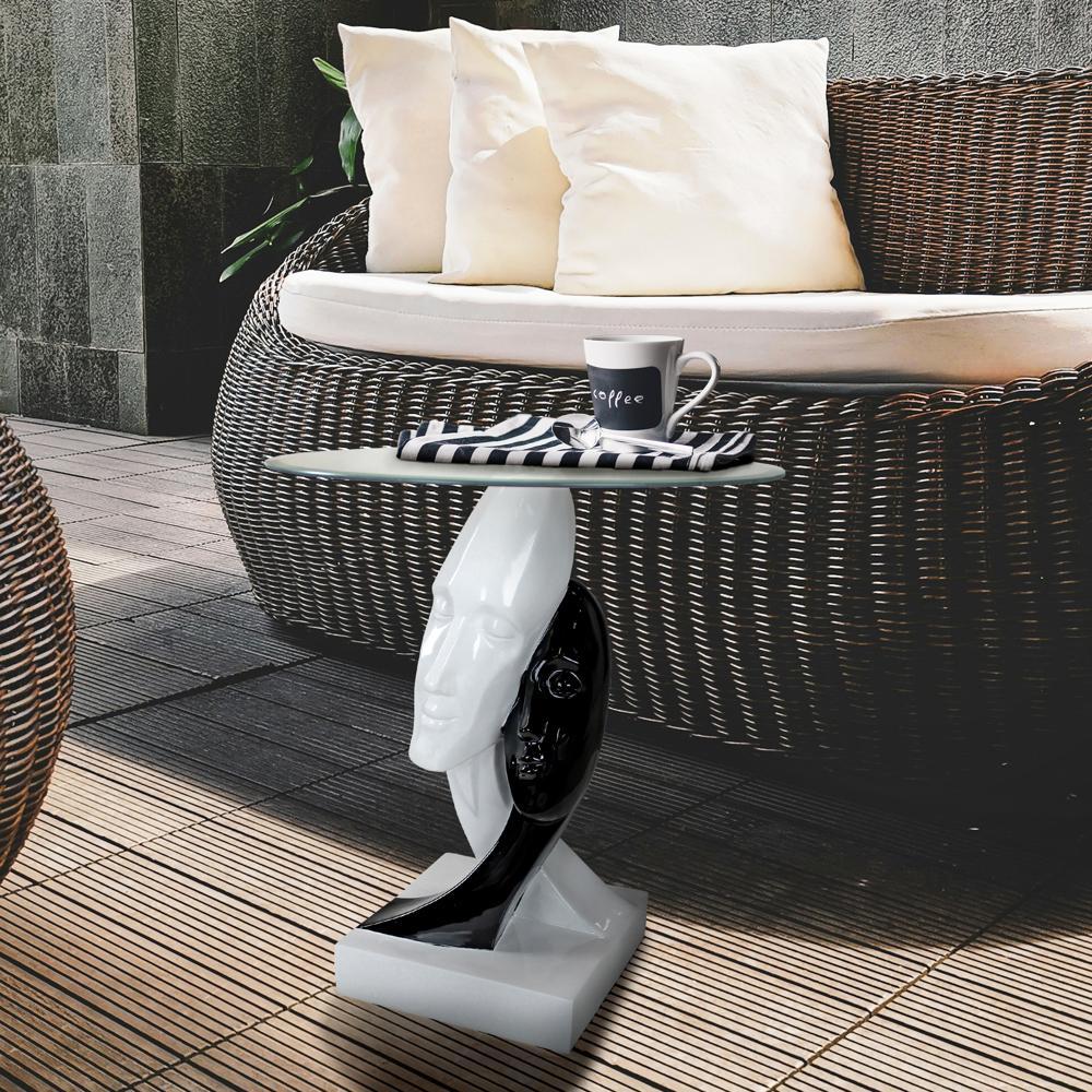Lovers in Black and White Sculptural Glass-Topped Table