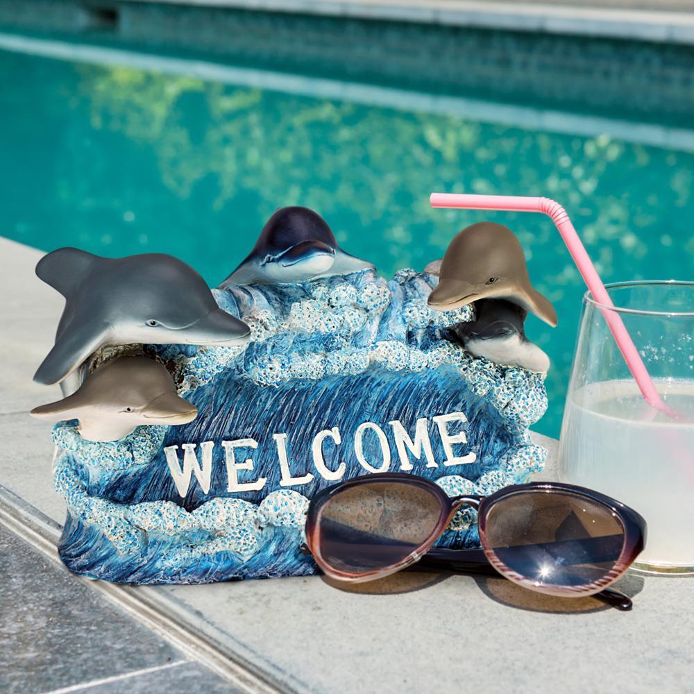 Dolphin Welcome Sign Statue