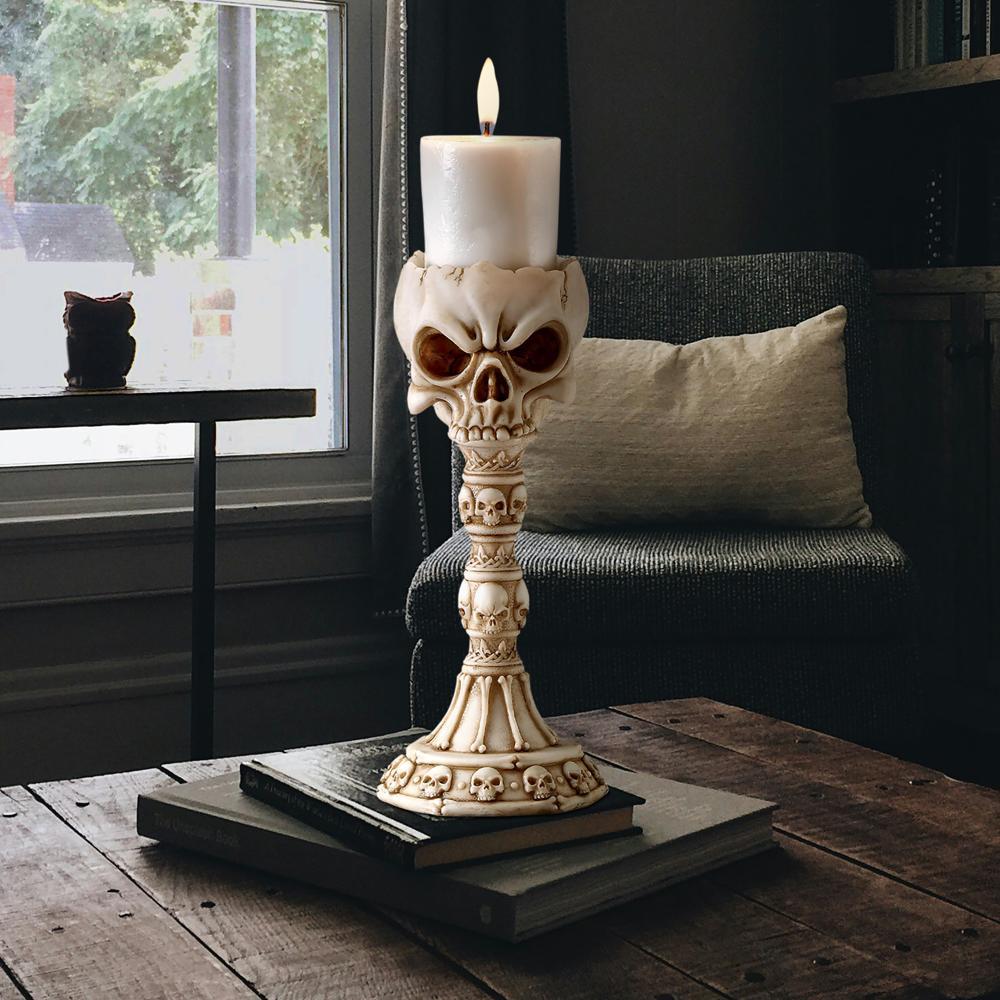 Skullduggery Skull and Bones Sculptural Candlestick: Each