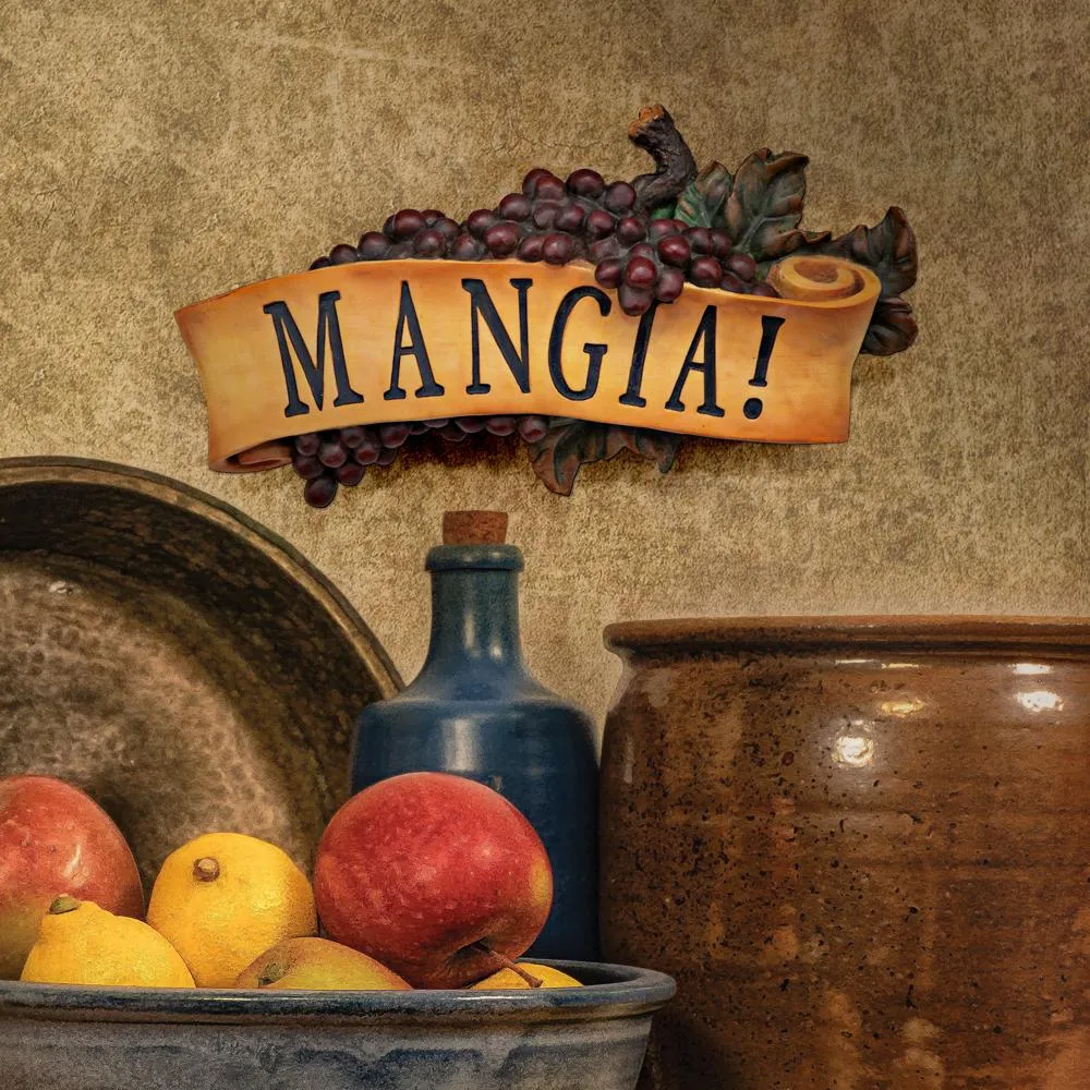 Mangia Italian Signs Grape Wall Sculpture
