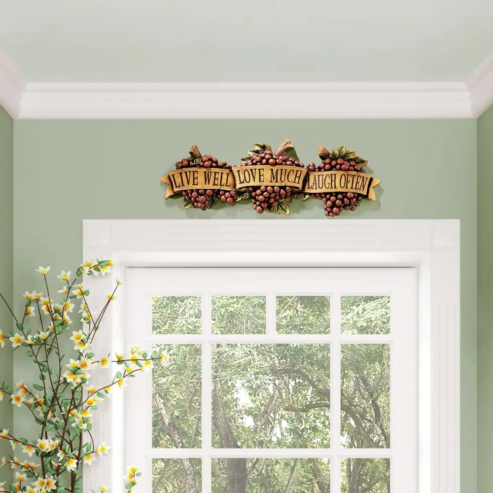 Live-Love-Laugh Italian Sign Grape Wall Sculpture