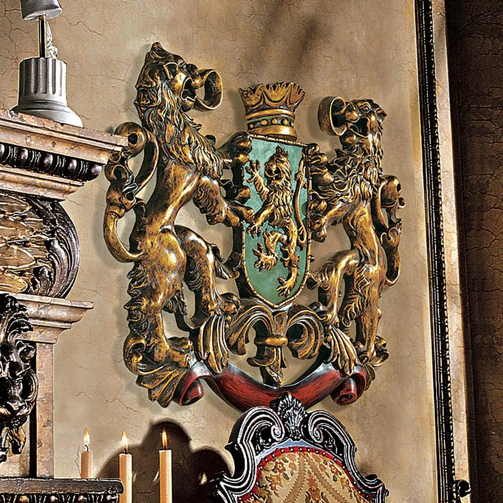 Heraldic Royal Lions Coat of Arms Wall Sculpture