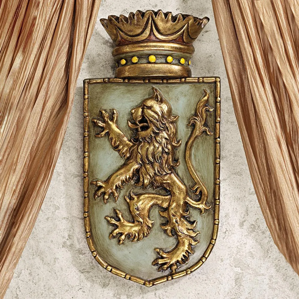 Medieval Rampant Lion Shield Wall Sculpture: Each