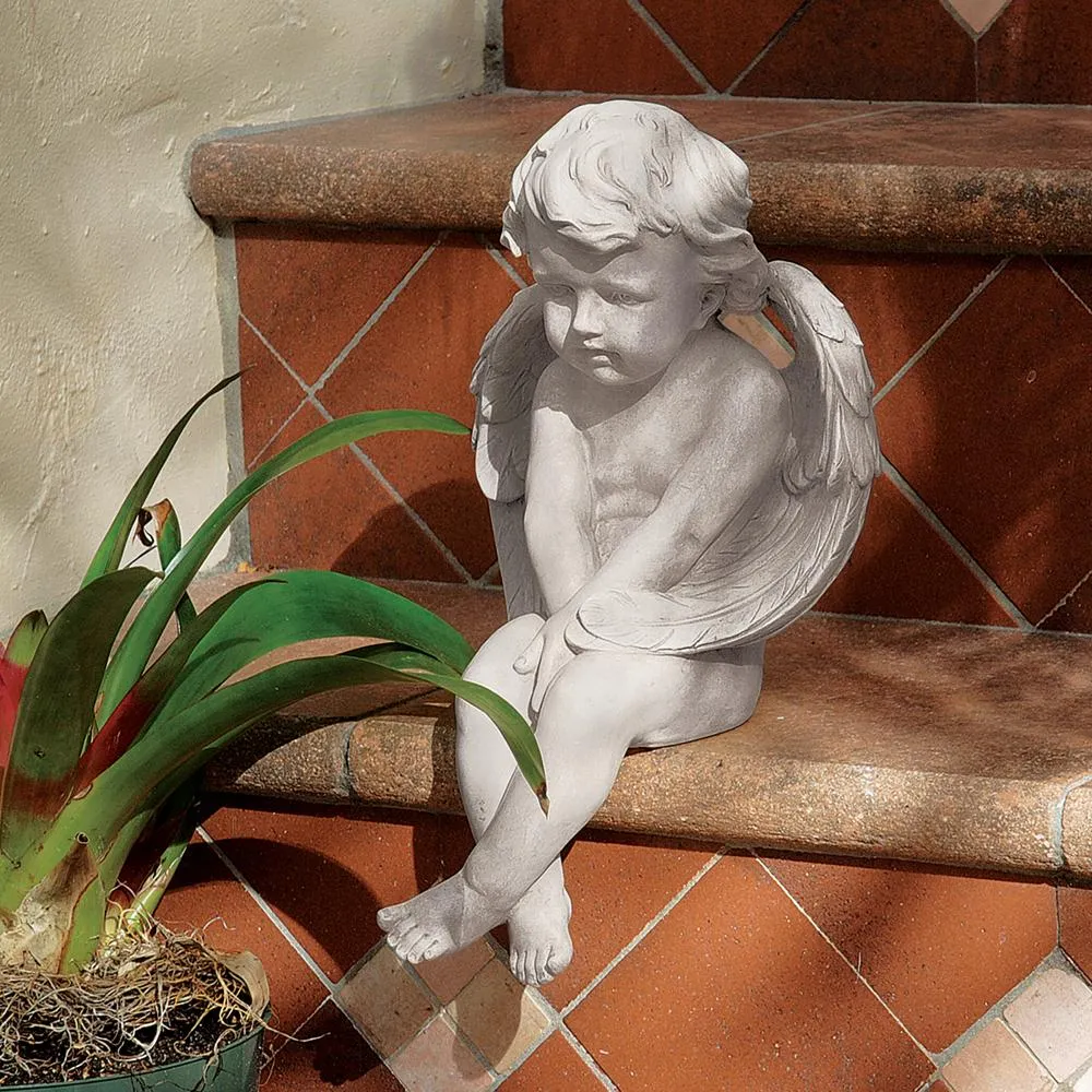 Angel of Meditation Sitting Cherub Statue