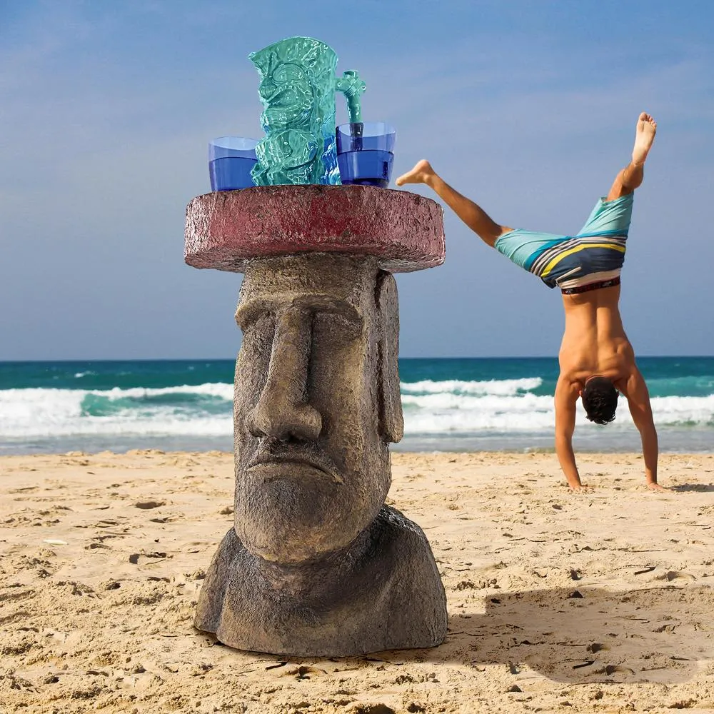 Easter Island Polynesian Moai Head Sculptural Side Table