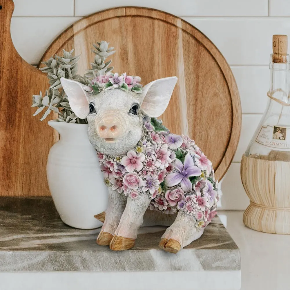Flower Power Pig Farm Animal Statue