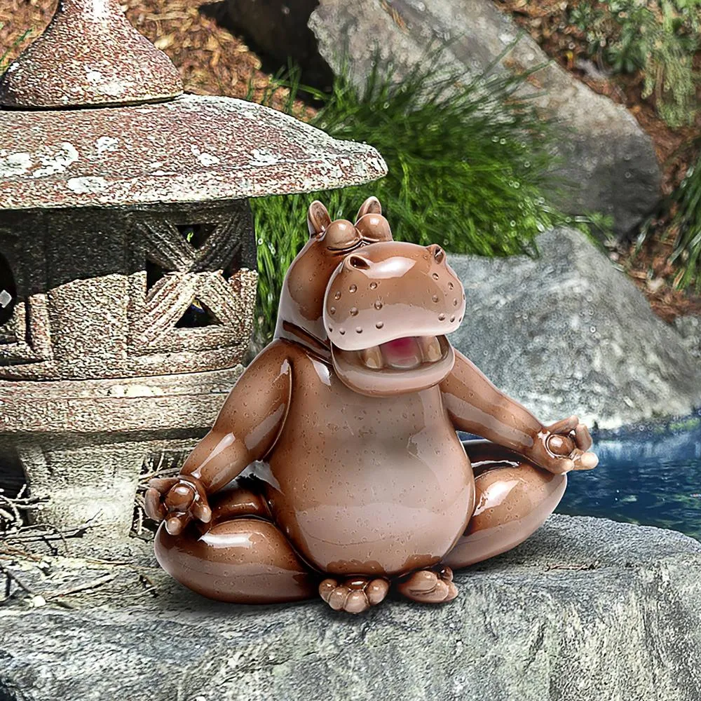 A Ton of Zen Yoga Hippo Garden Statue