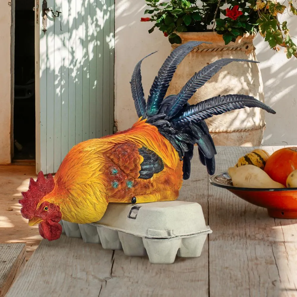 Rooster's Perch Sitting Chicken Statue