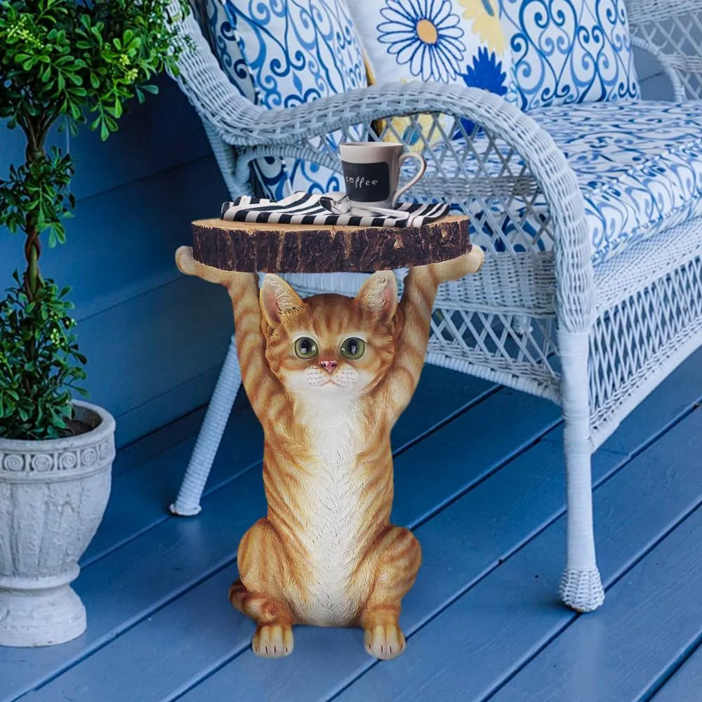 Tabby at Your Service Sculptural Cat Side Table