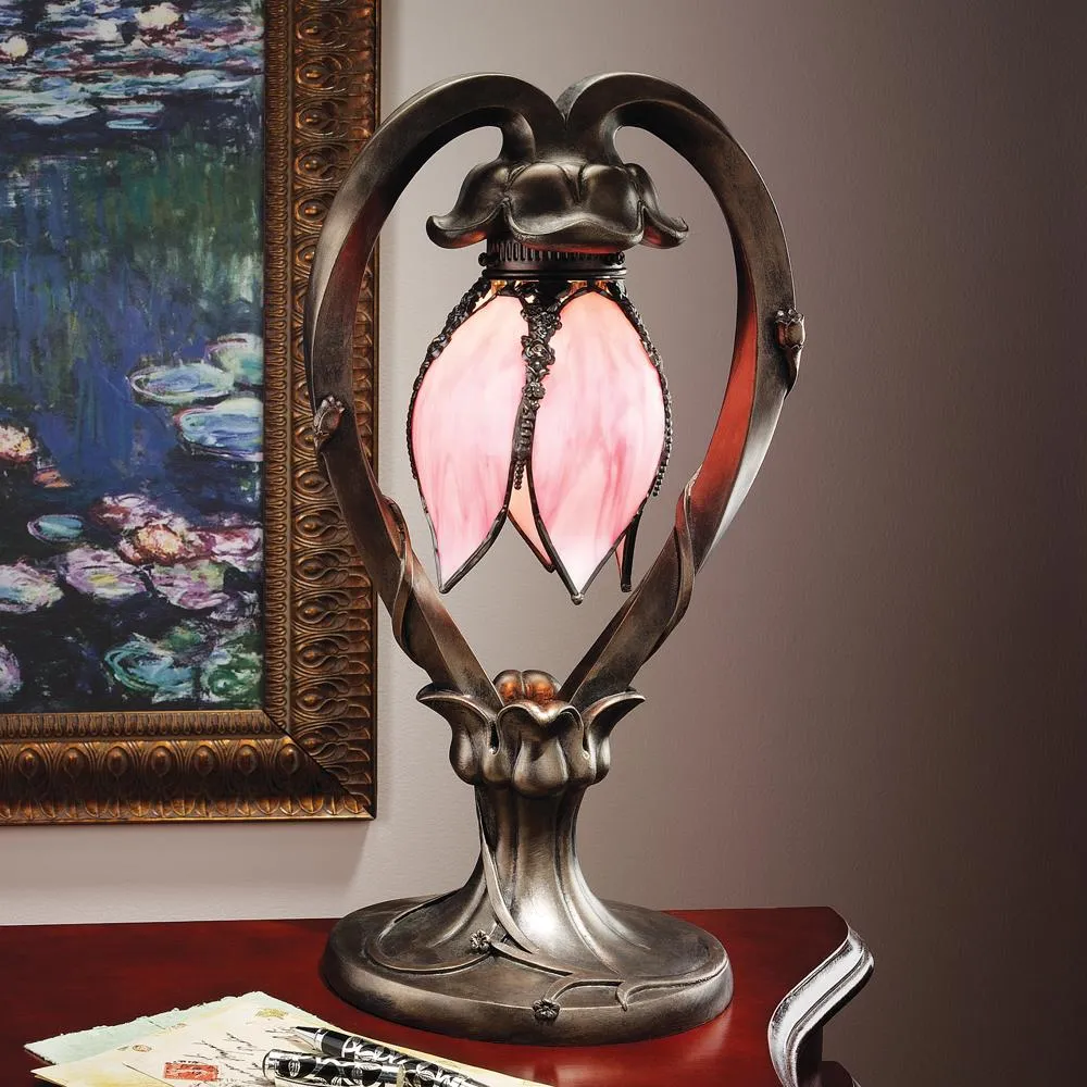 Victorian Hanging Tulip Stained Glass Lamp