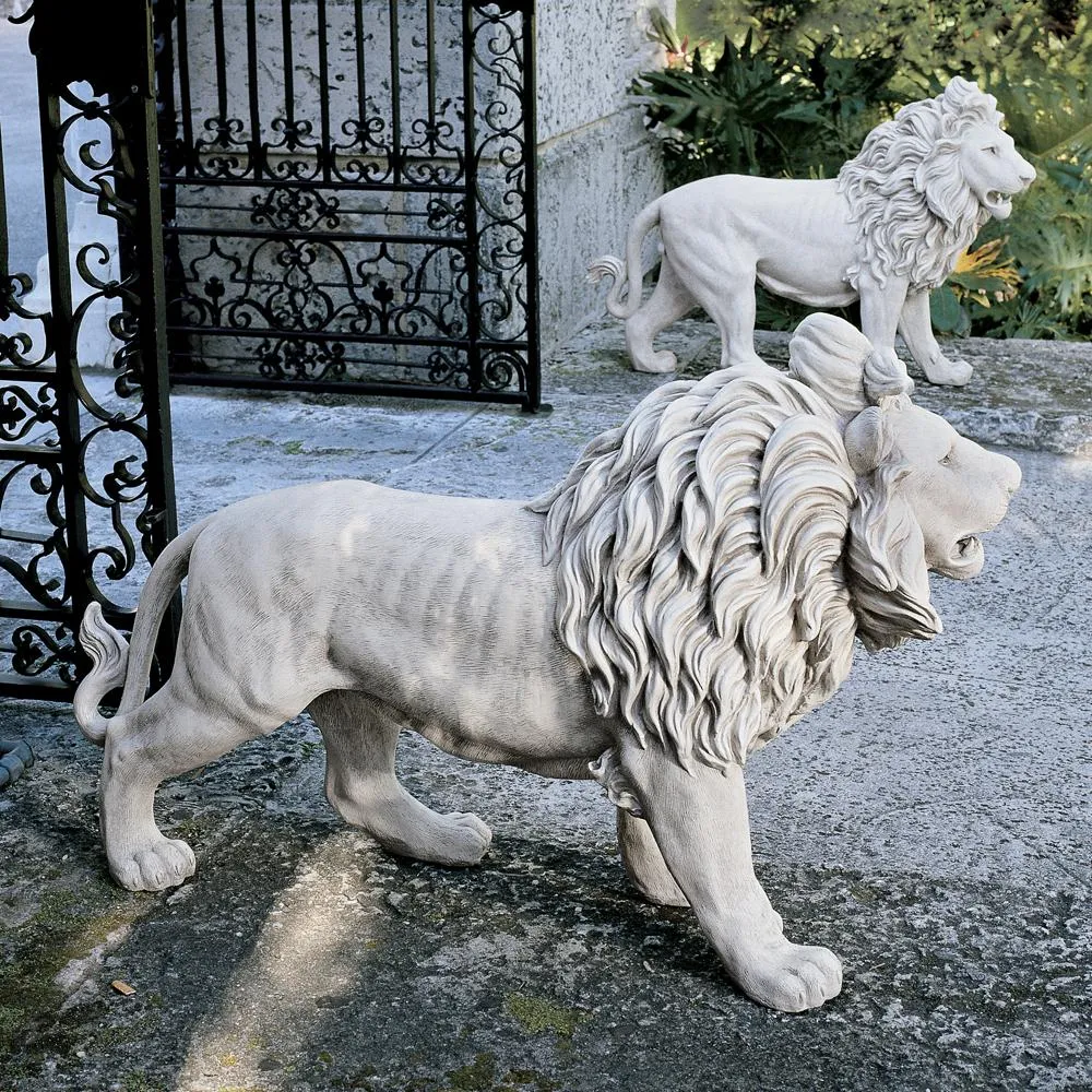Regal Lion Sentinel of Grisham Manor Statue: Right Foot Forward