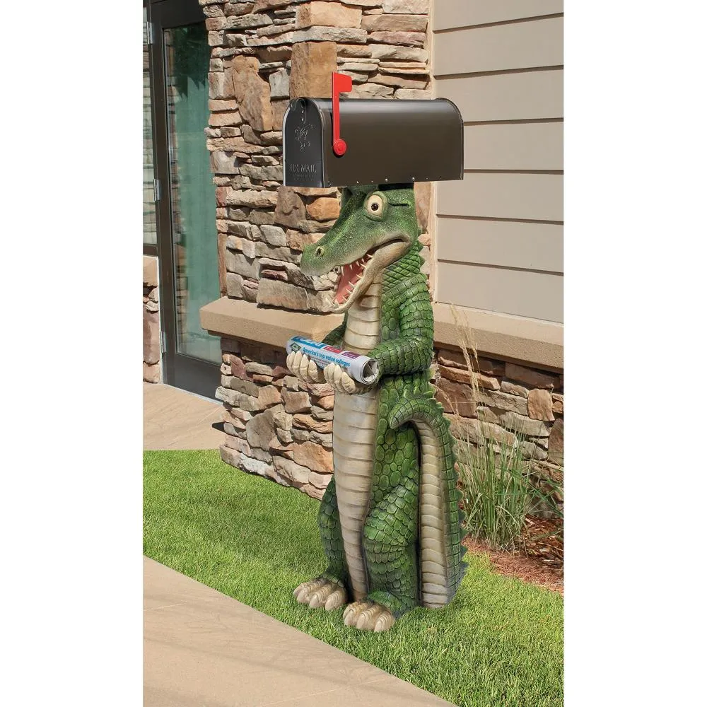 Postal Gator Mailbox Post Sleeve Statue