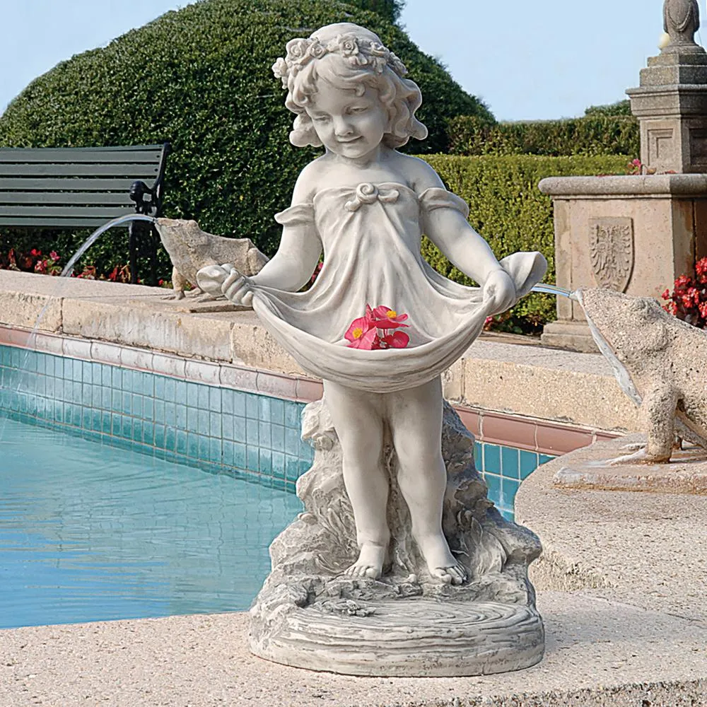 Abigail's Bountiful Apron Birdbath Statue
