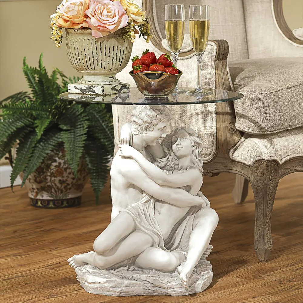 Lovers in the Arms of Romance Glass-Topped Sculptural Table
