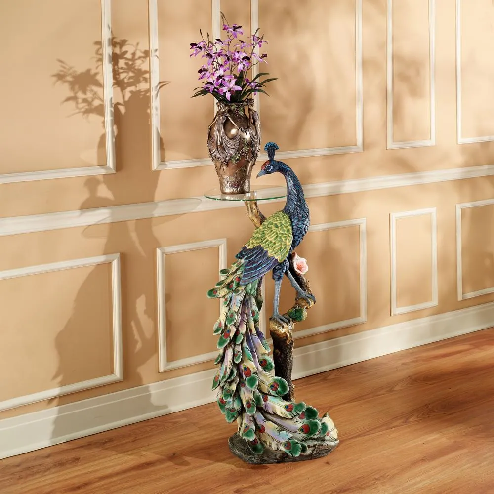 Peacock's Perch Sculptural Glass-Topped Pedestal Table