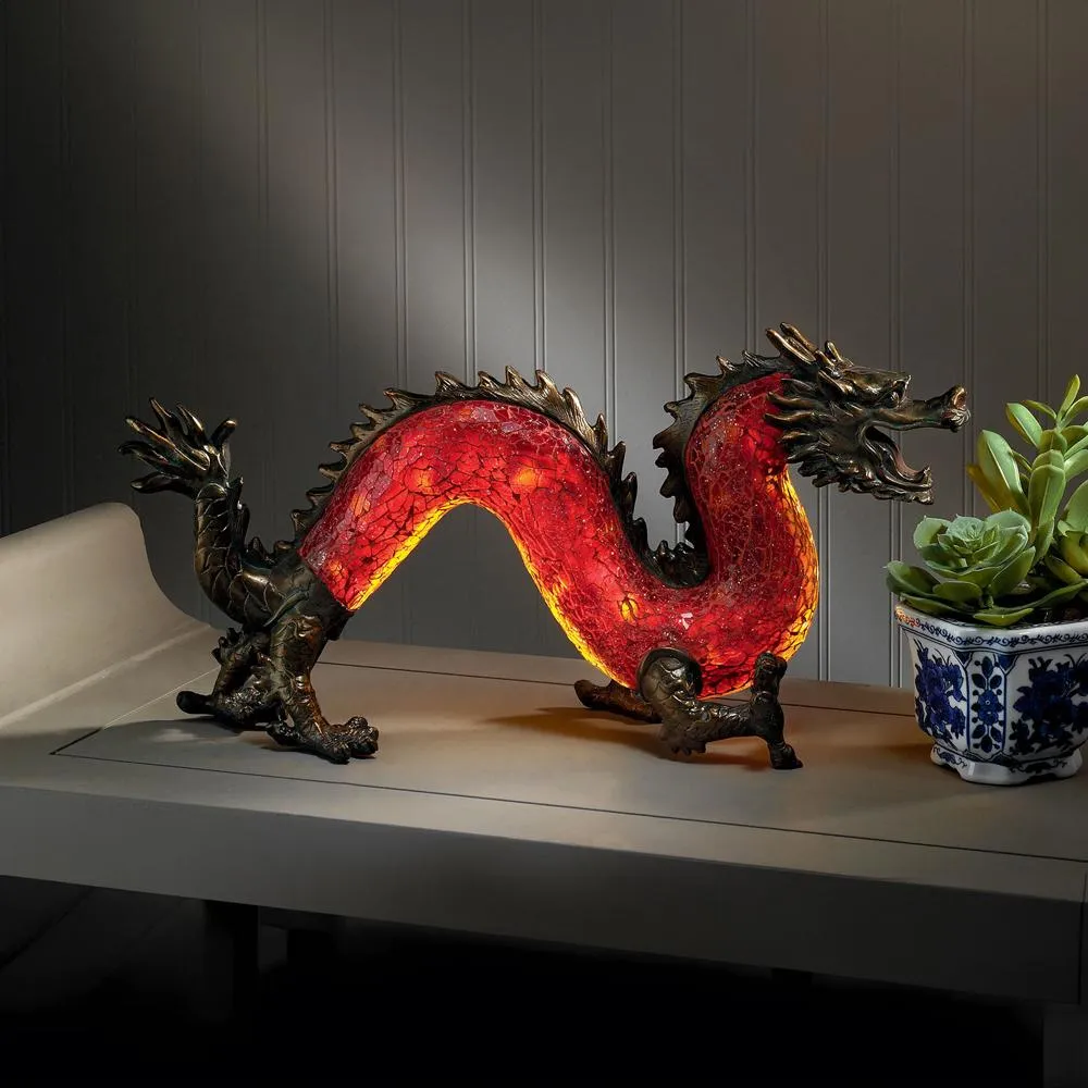 Dragon Dance of Light Illuminated Mosaic Glass Statue