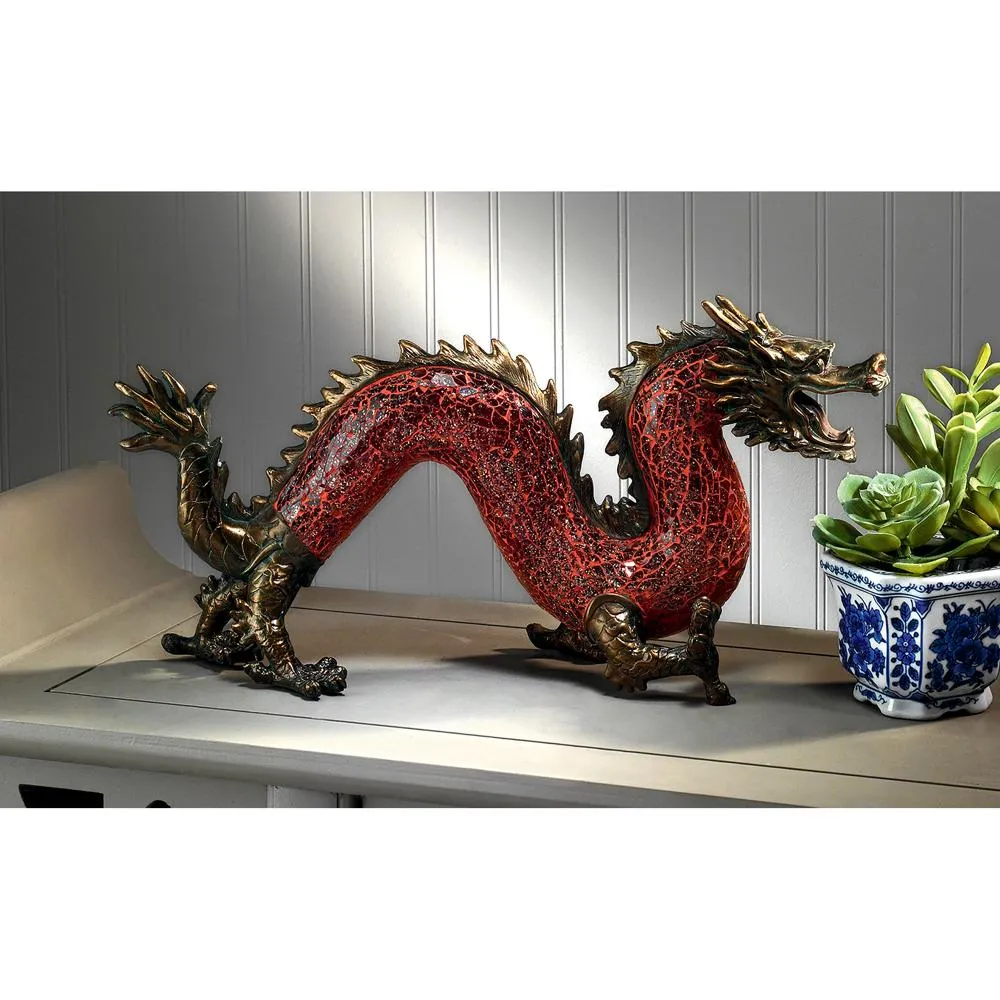 Dragon Dance of Light Illuminated Mosaic Glass Statue