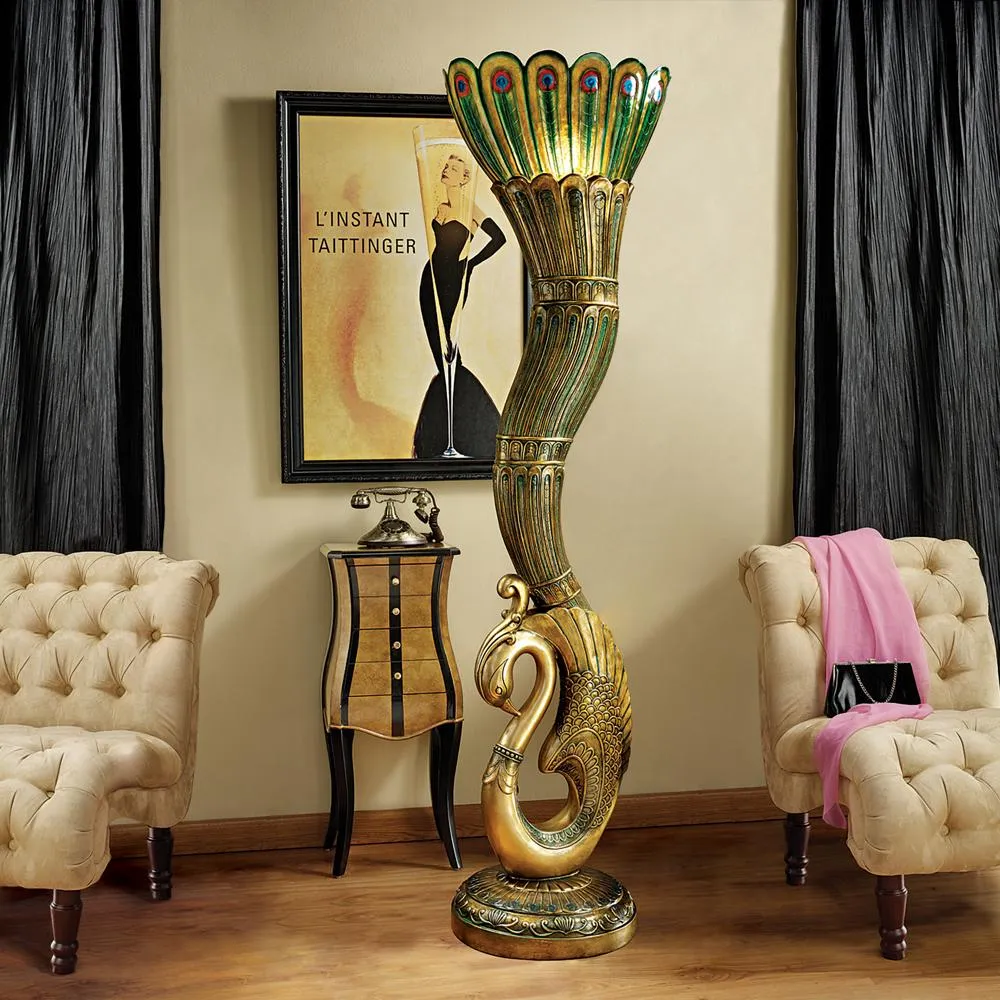 Art Deco Peacock Sculptural Floor Lamp