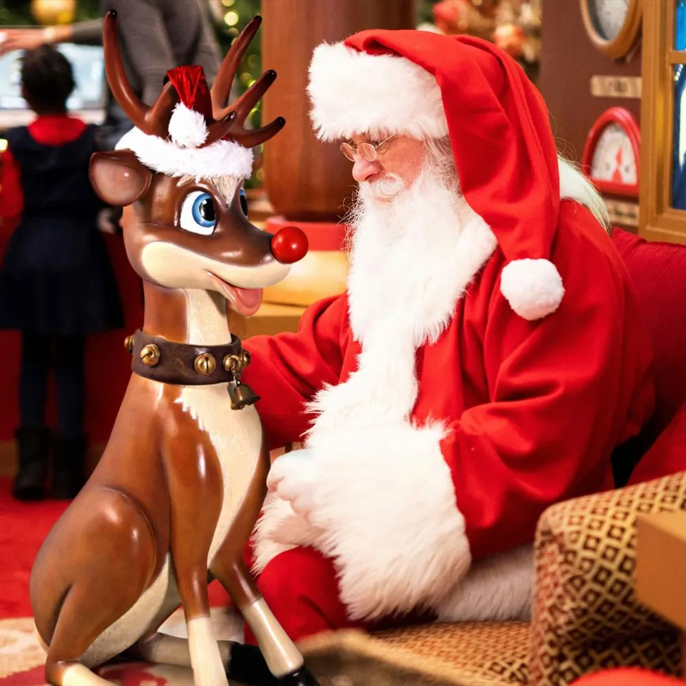 Santa's Red-Nosed Christmas Reindeer Statue: Sitting Large