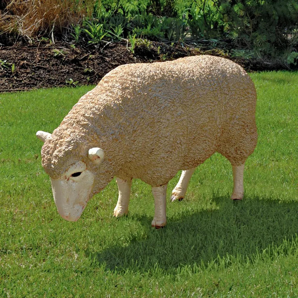 Merino Ewe Life-Size Sheep Statue: Head Down
