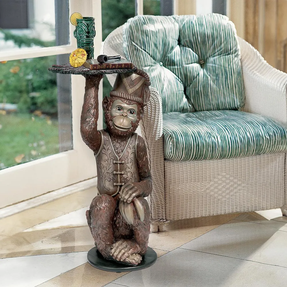 Moroccan Monkey Butler Sculptural Pedestal Table