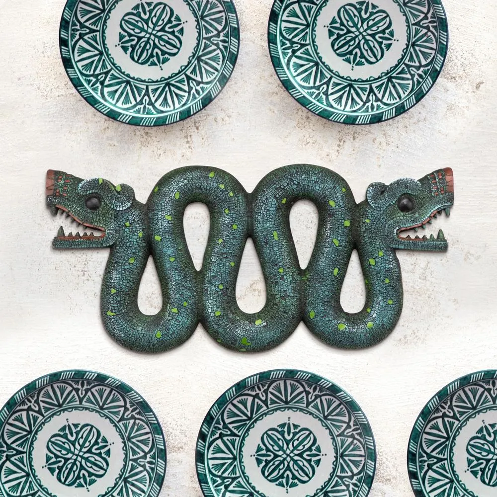Aztec Double-Headed Serpent Wall Sculpture