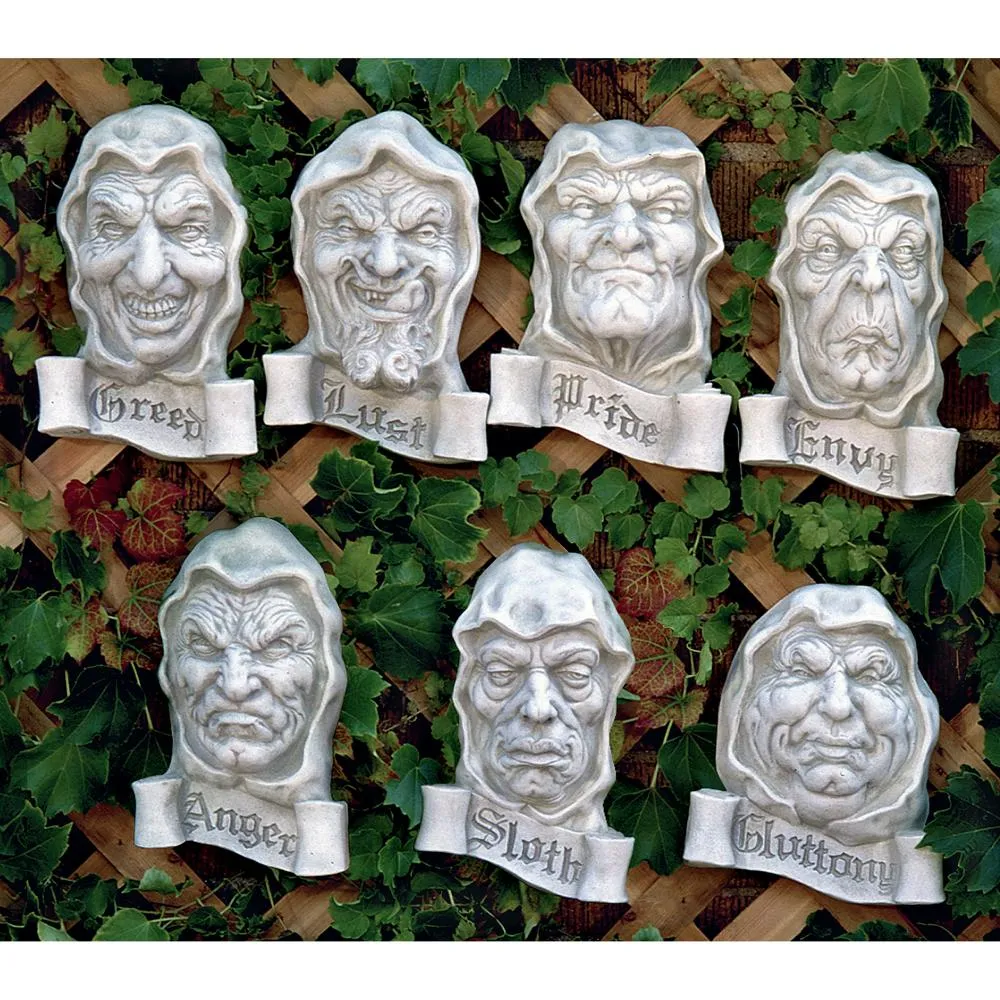 Seven Cardinal Sins Wall Sculptures: Complete Set
