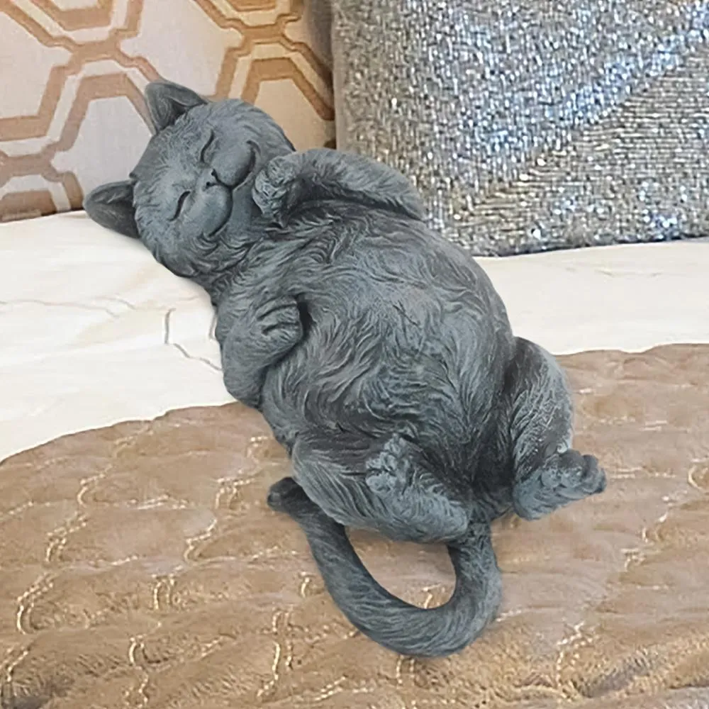 Playful Cat on Back Statue