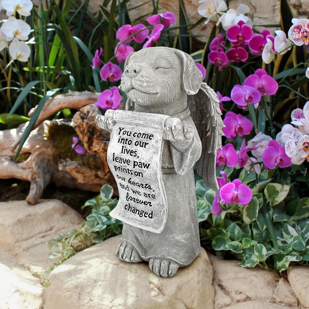 Paw Prints on our Hearts Memorial Dog Statue