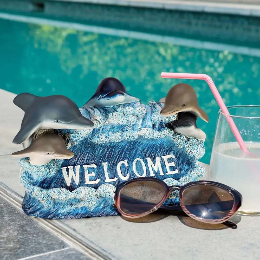 Dolphin Welcome Sign Statue