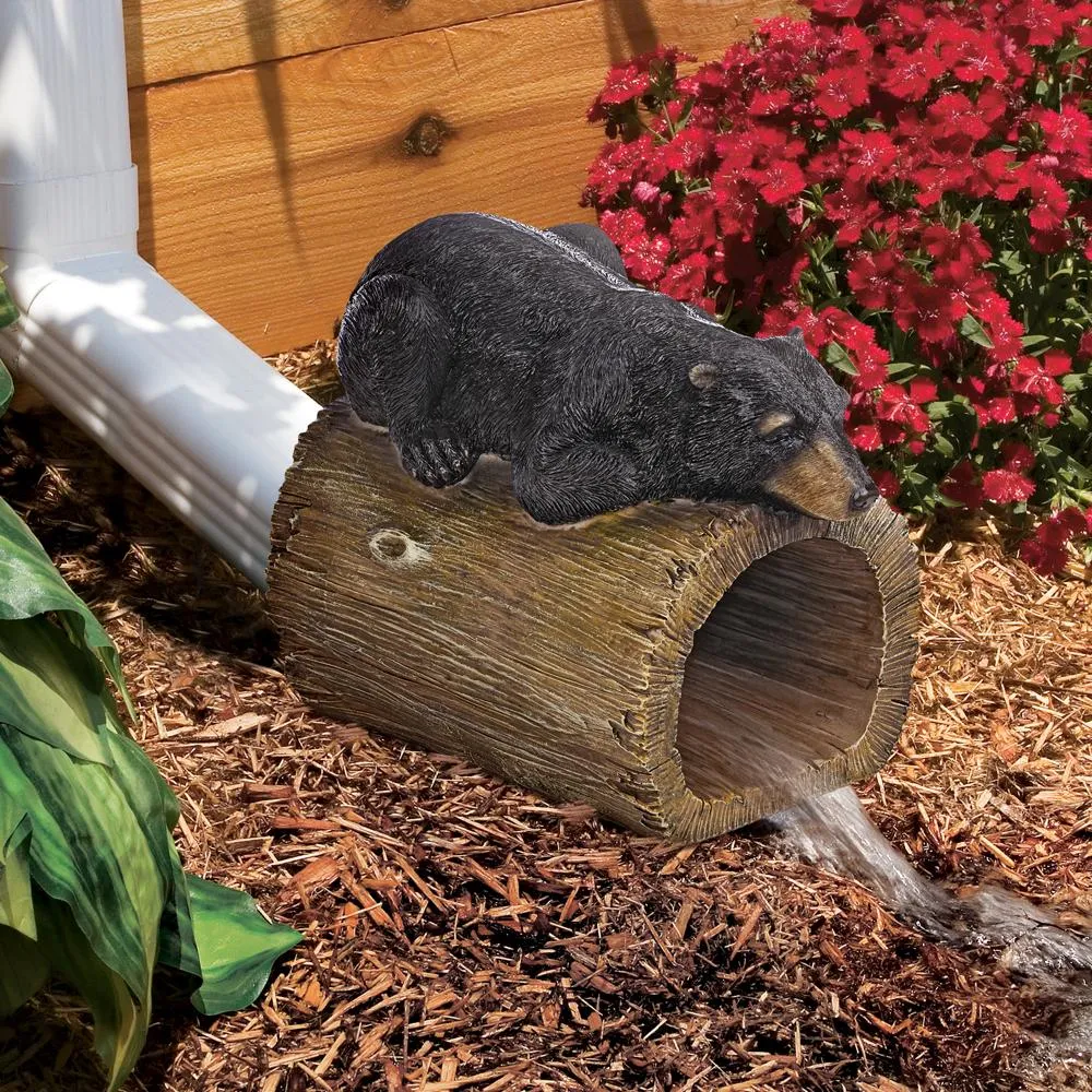 Black Bear Gutter Guardian Downspout Statue