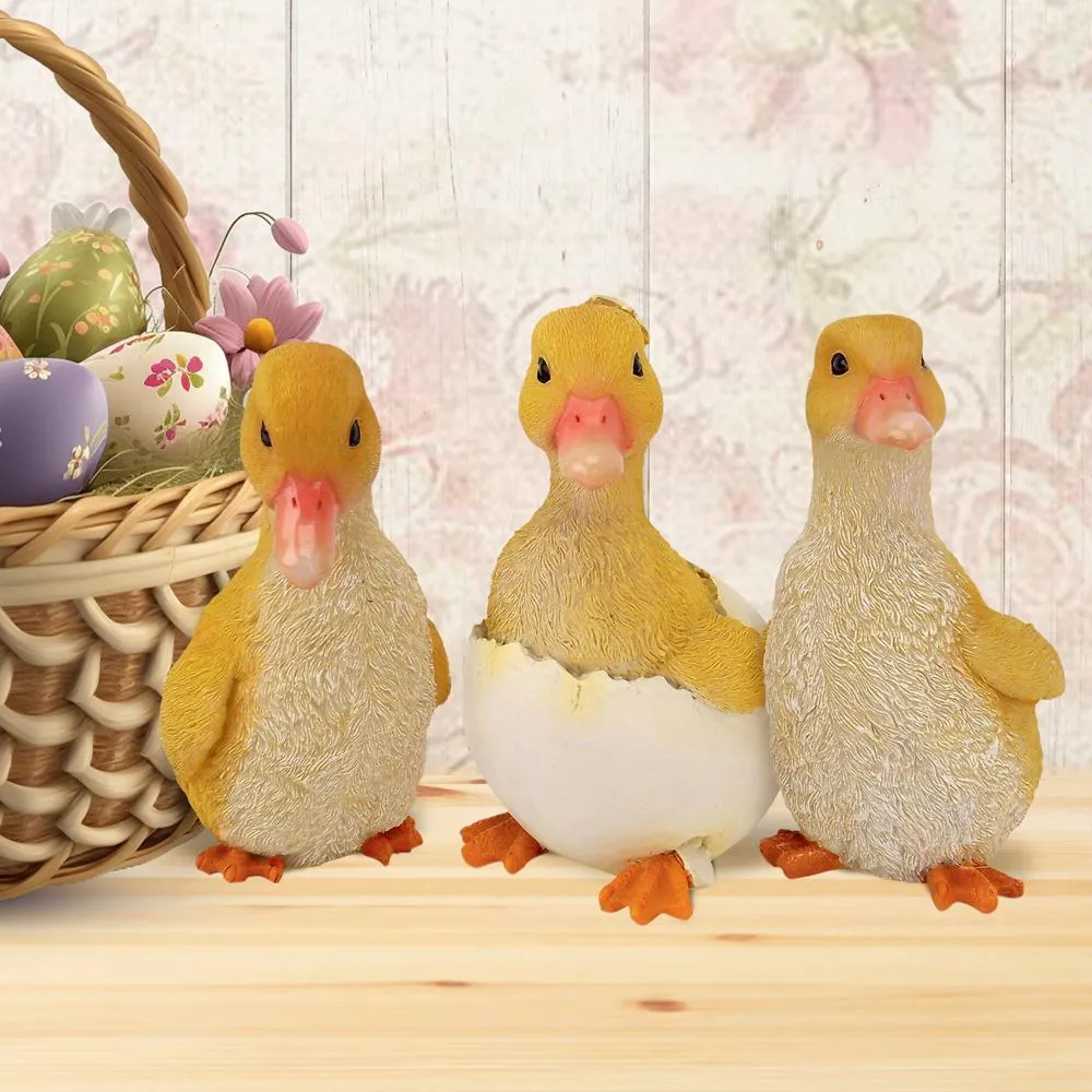 Duckling Brood Triplet Statues: Set of Three