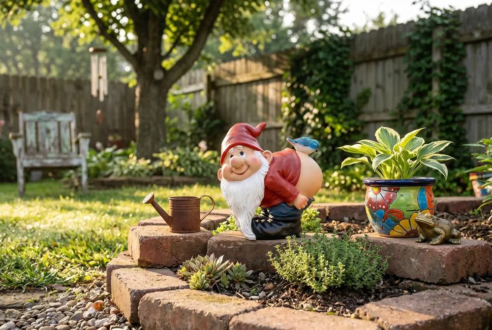 Loonie Moonie Bare Buttocks Garden Gnome Statue: Medium