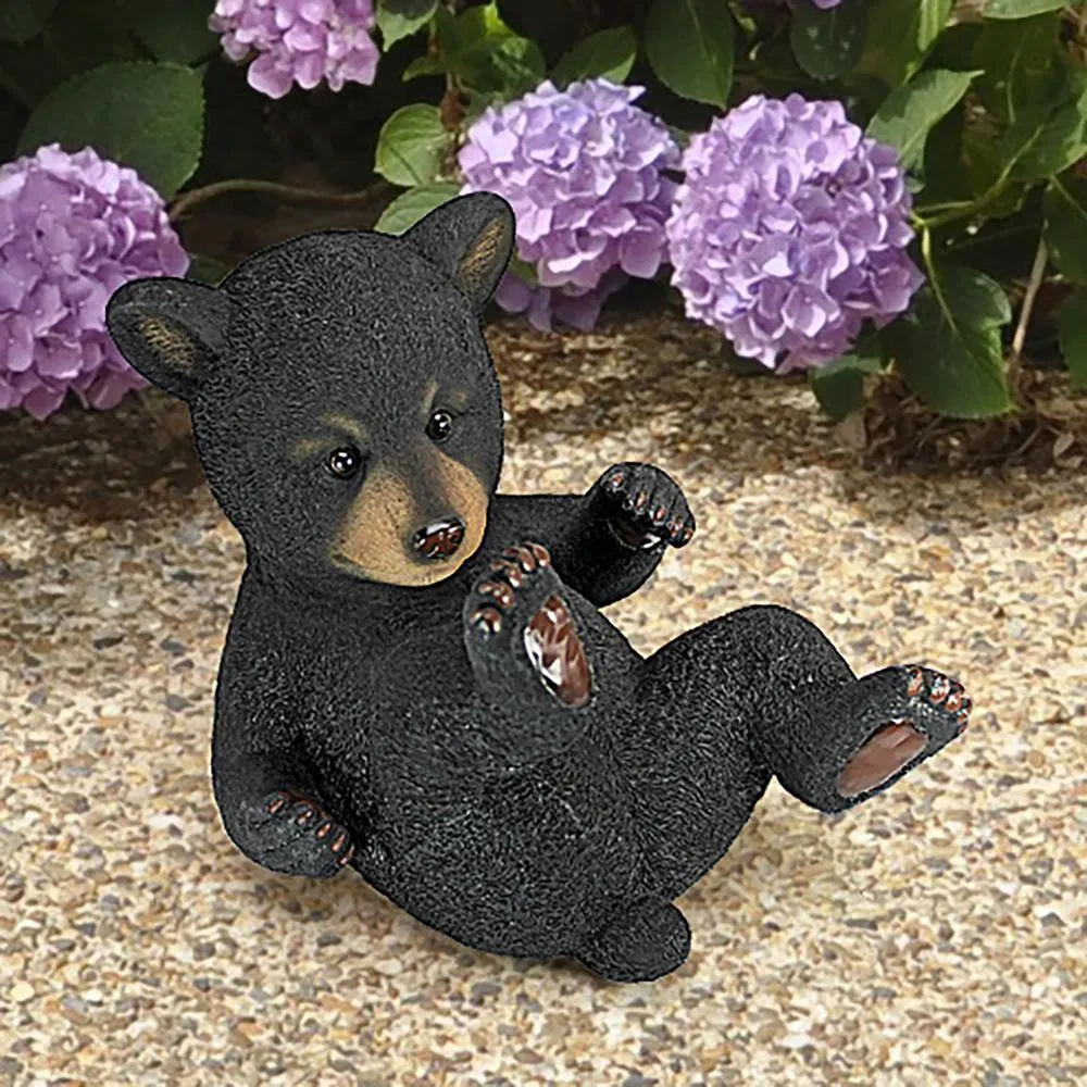 Roly-Poly Black Bear Cub Statue: Rolling Bear