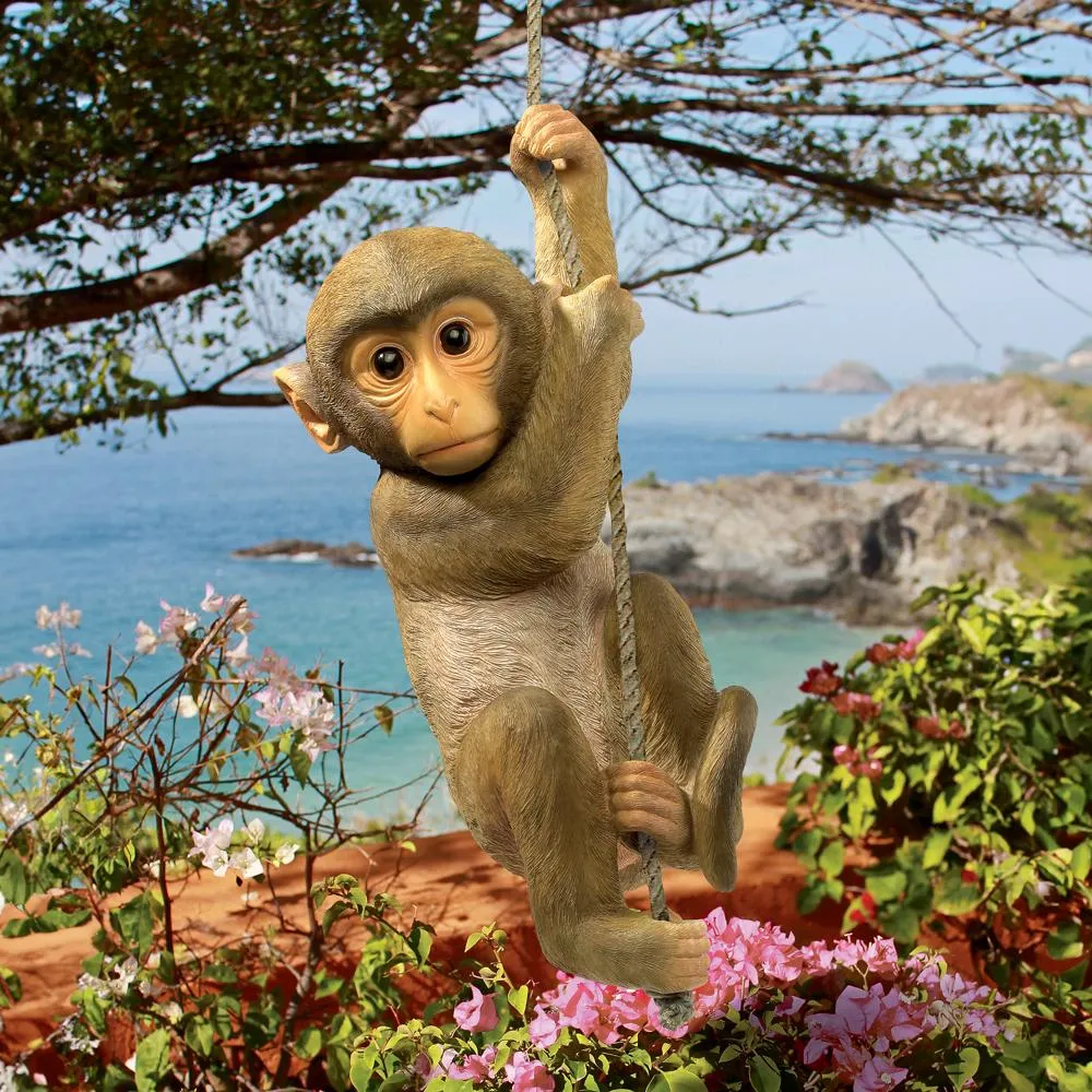 Chico the Chimpanzee Hanging Baby Monkey Statue