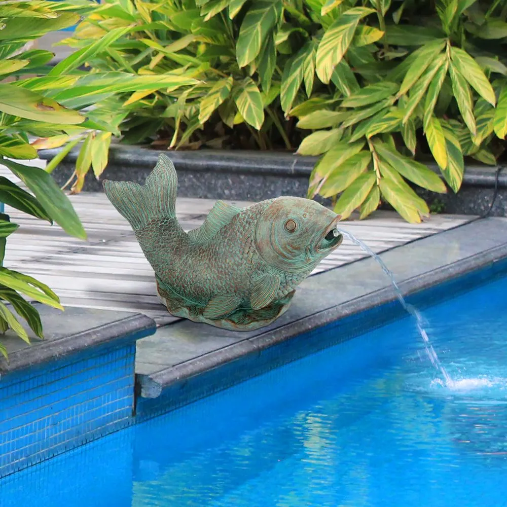 Japanese Koi Fish Spitter Piped Statue