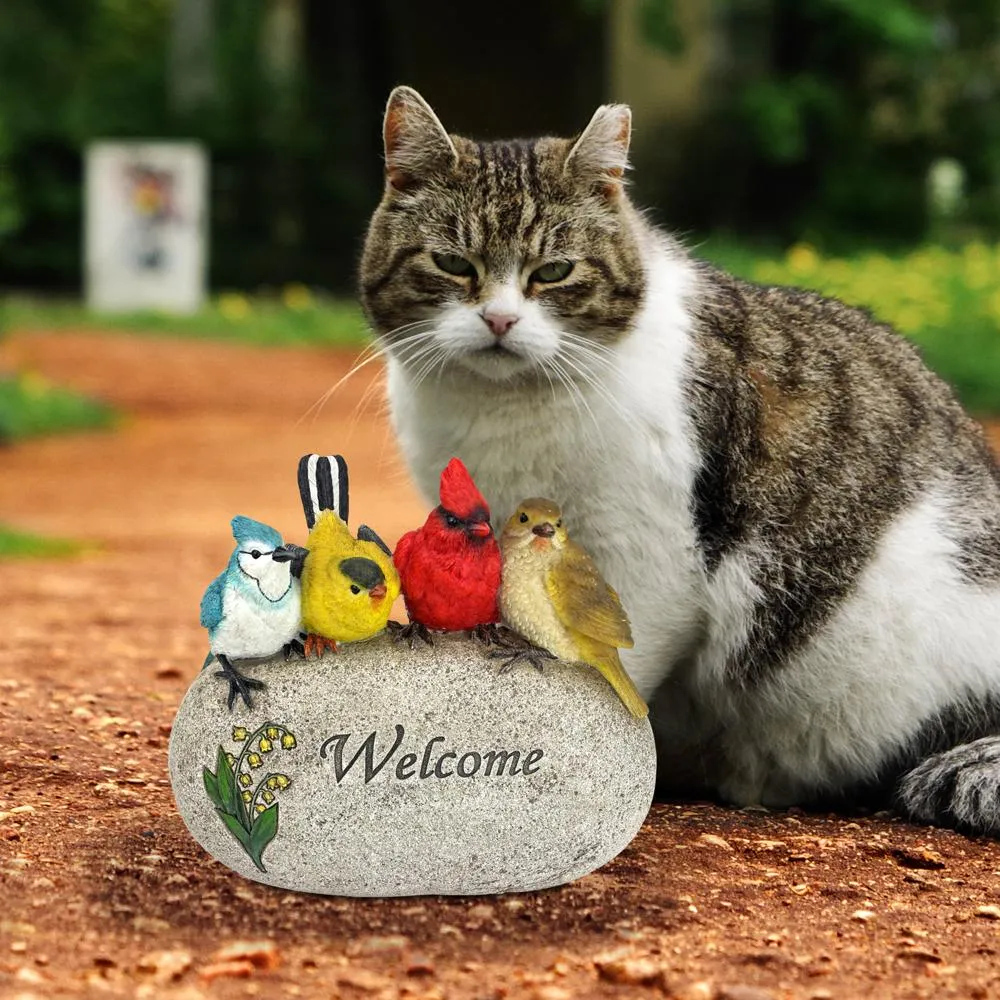 Birdy Welcome Garden Stone Statue: Medium