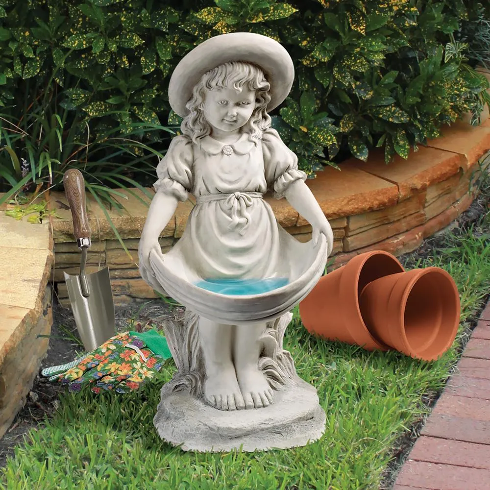 Sophie in her Sundress Birdbath Statue