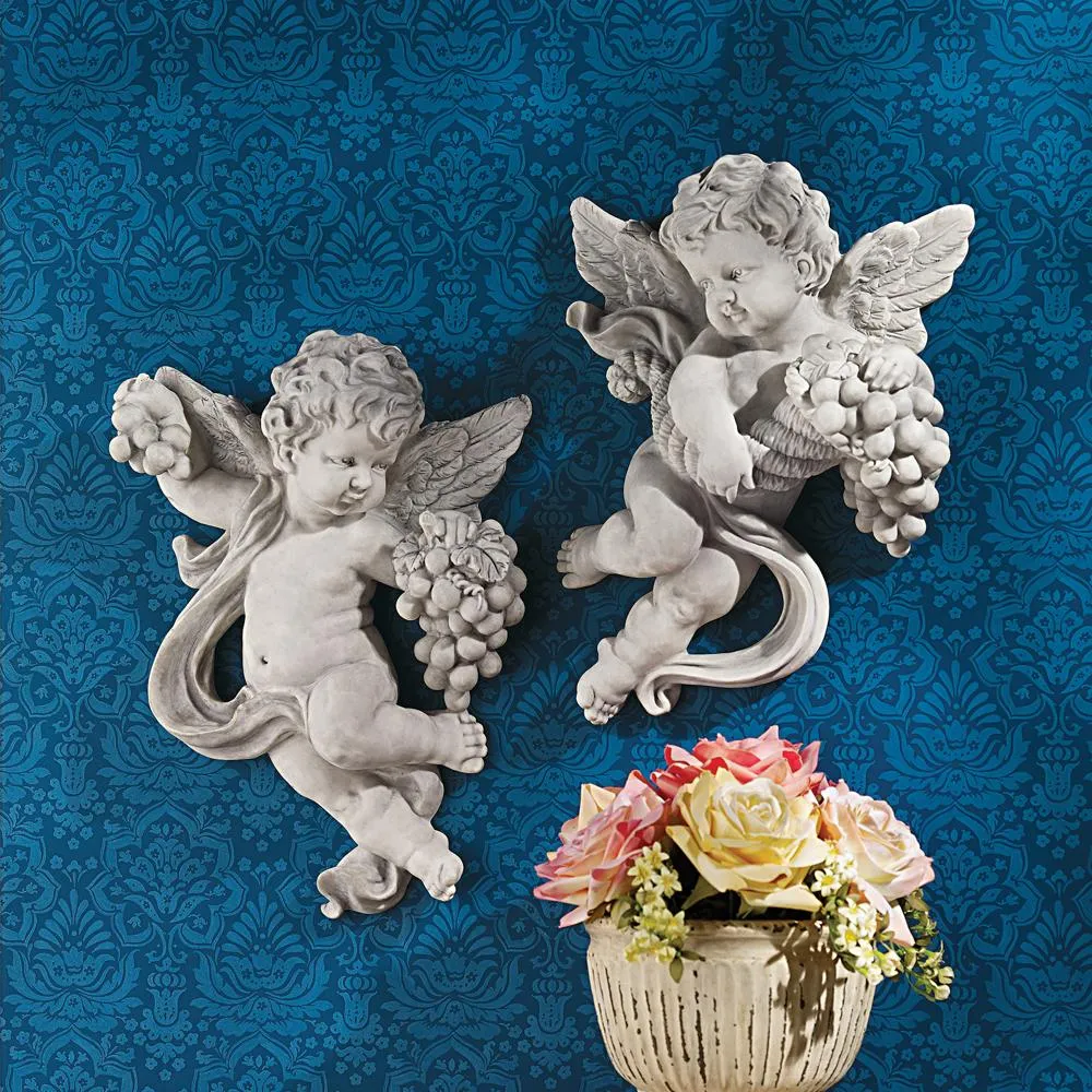 Cherub's Harvest Angel Wall Sculpture Set