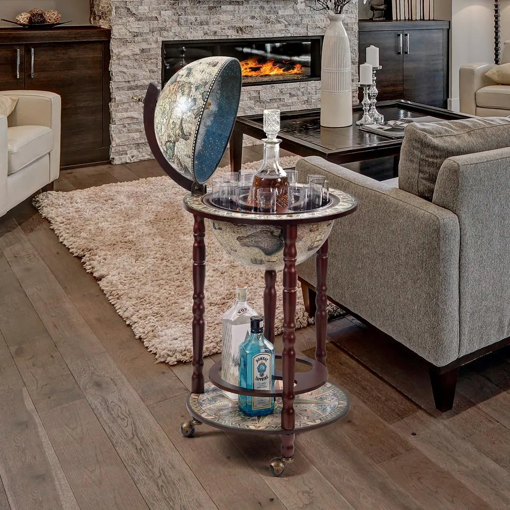 Sixteenth Century Crema Durata Replica Globe Bar Cabinet