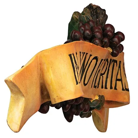 In Vino Veritas Italian Sign Grape Wall Sculpture