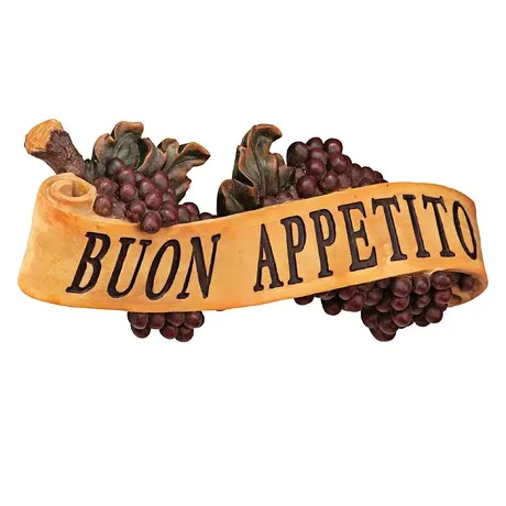 Abbondanza Italian Sign Grape Wall Sculpture: Buon Appetito