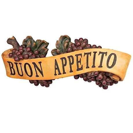 Abbondanza Italian Sign Grape Wall Sculpture: Buon Appetito