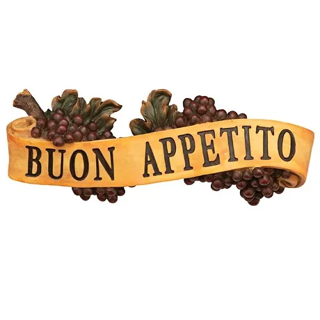 Abbondanza Italian Sign Grape Wall Sculpture: Buon Appetito