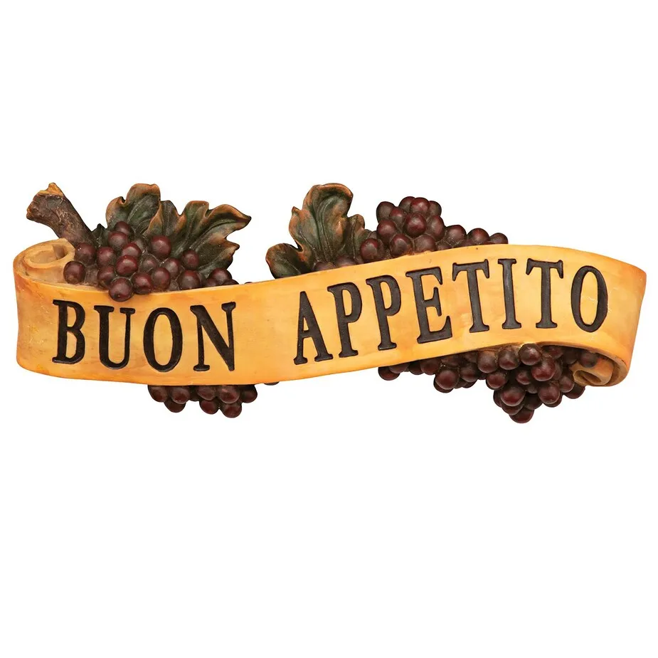 Abbondanza Italian Sign Grape Wall Sculpture: Buon Appetito