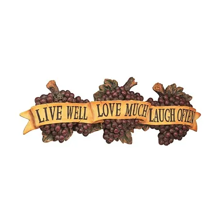 Live-Love-Laugh Italian Sign Grape Wall Sculpture